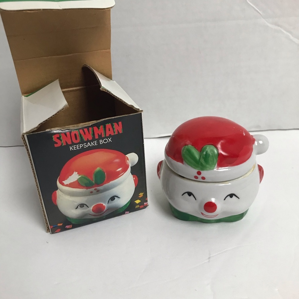 Vintage 1987 Snowman Trinket Keepsake Box
